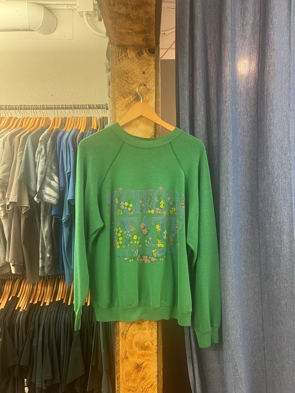 Vintage Michigan State Green Floral Graphic Crewneck